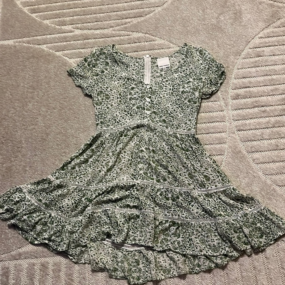 White and green floral skater dress